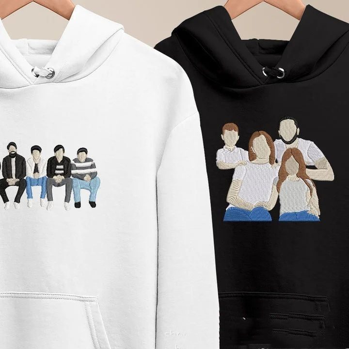 Colorful Embroidered Hoodies For Couples And Families