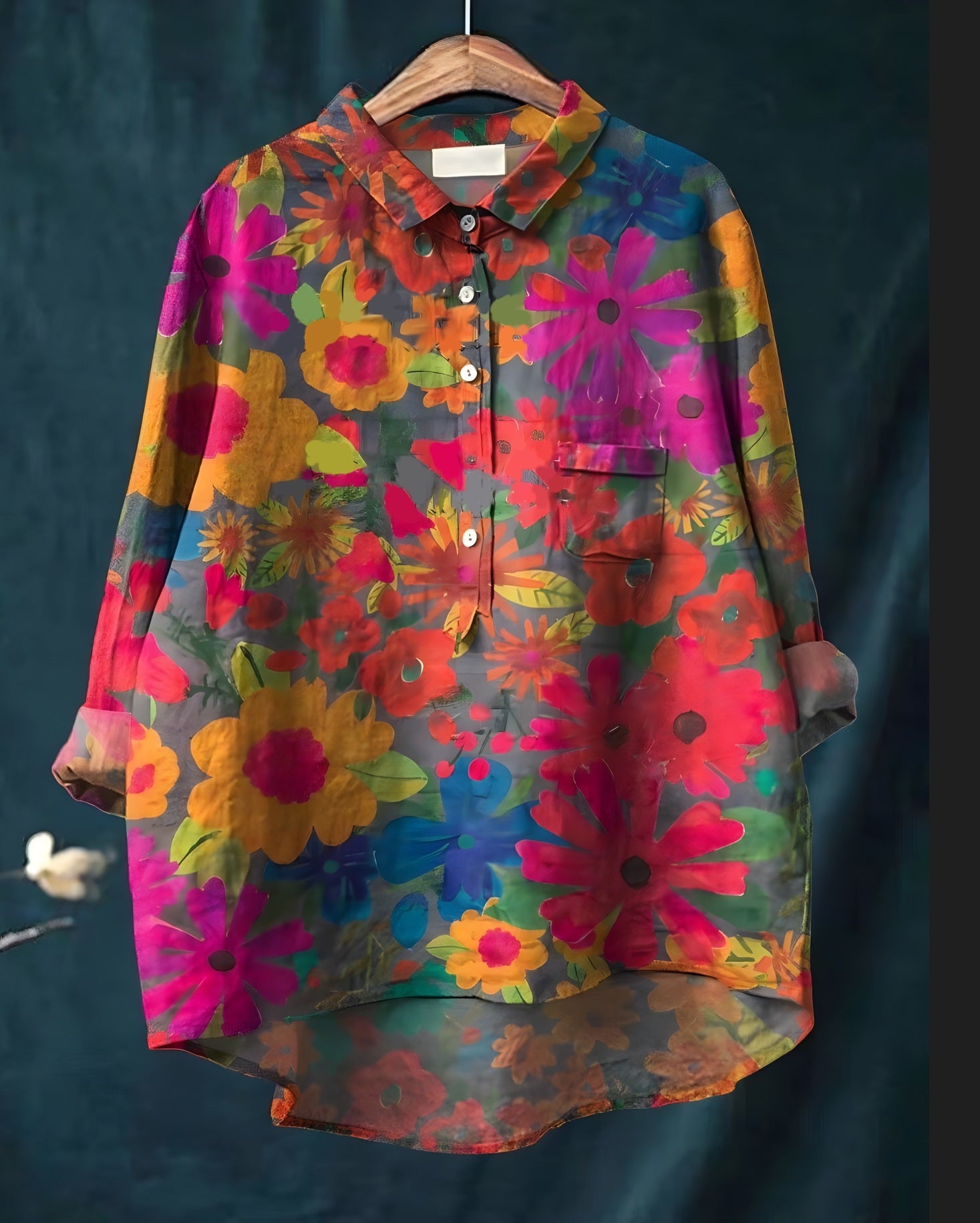 New Leisure Vacation Animal Print Hawaiian Long Sleeved Shirt