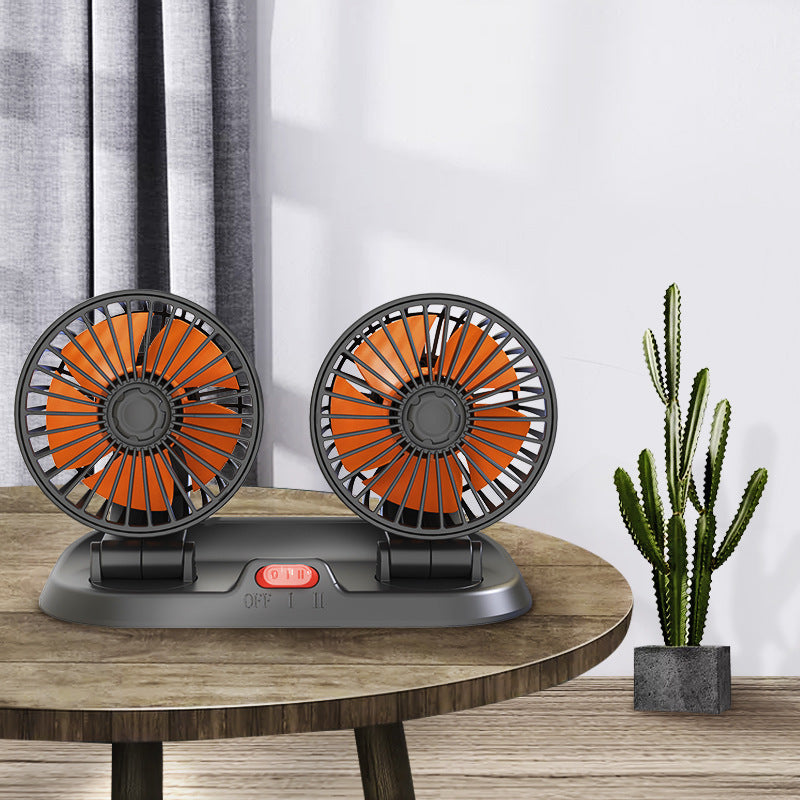 Creative Car Rotatable F410 Double Head Folding Fan