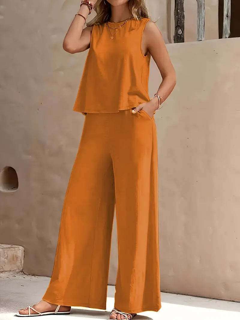 Solid Color Casual Loose Pants Sets For Women Elegant Spring Summer Women&