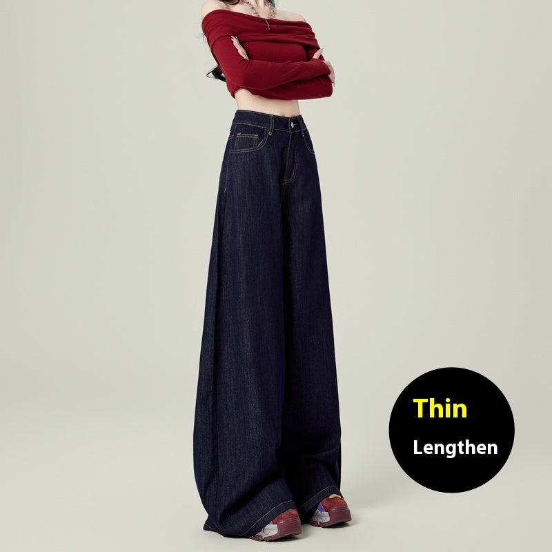 Retro Deep Blue Wide Leg Jeans