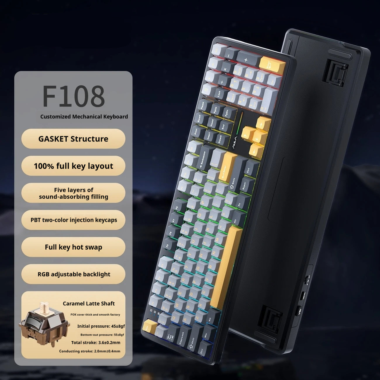 Tarantula F108pro Wireless Bluetooth Three-model Customized Mechanical Keyboard