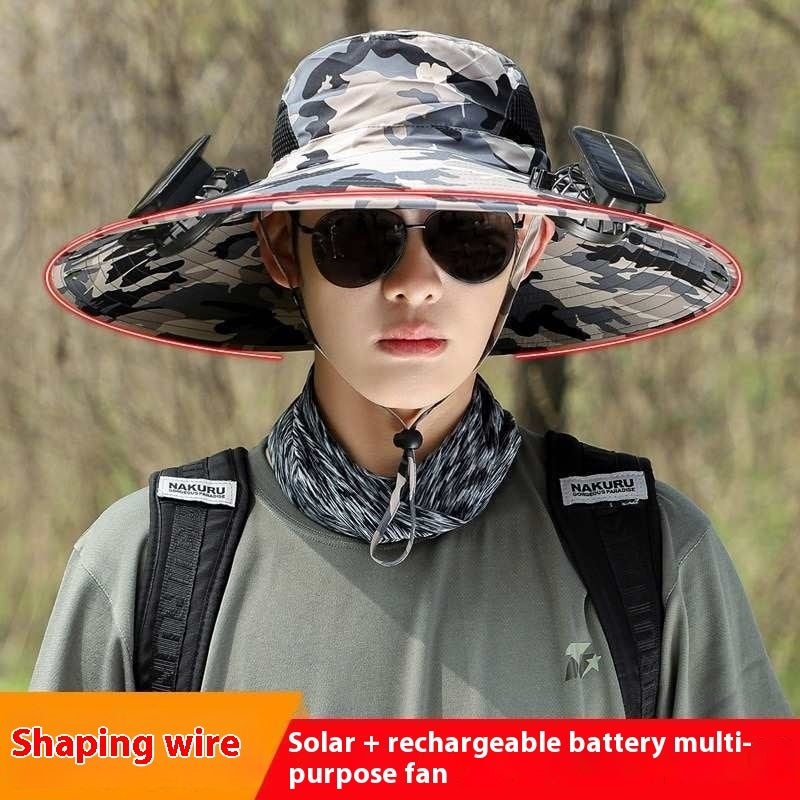 Twin Fan Solar Rechargeable Electric Fan Sun-shade Sun Protection Hat