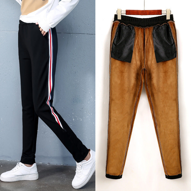 autumn and winter new style, cashmere and thick sports trousers, women&