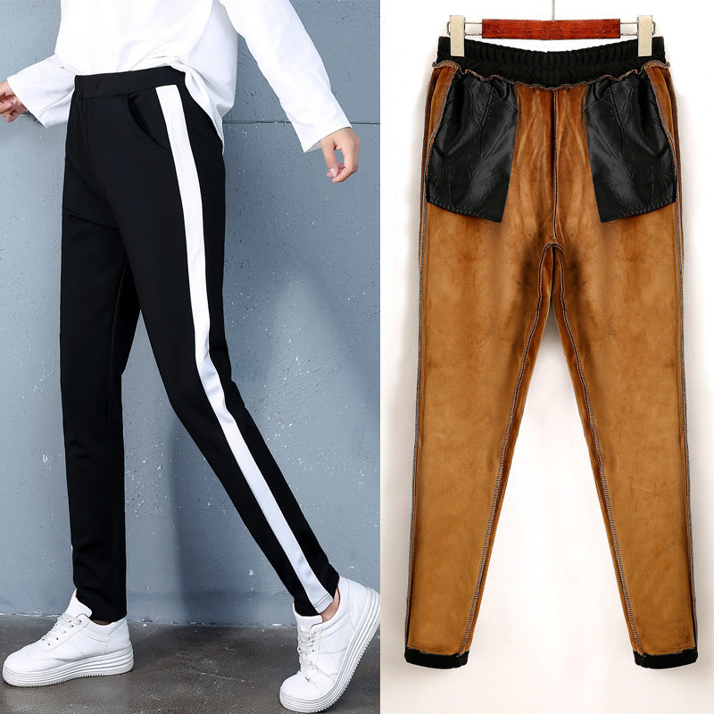 autumn and winter new style, cashmere and thick sports trousers, women&