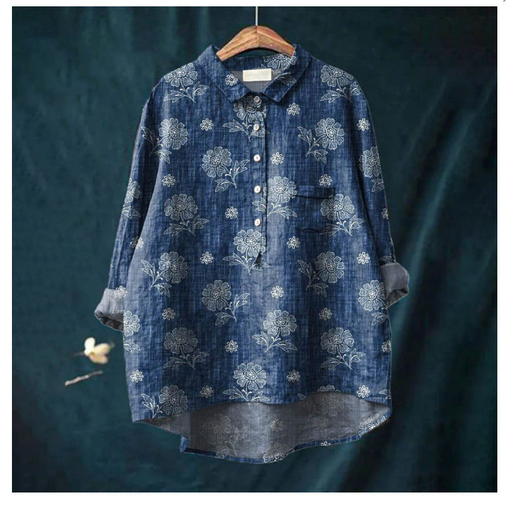 New Leisure Vacation Animal Print Hawaiian Long Sleeved Shirt
