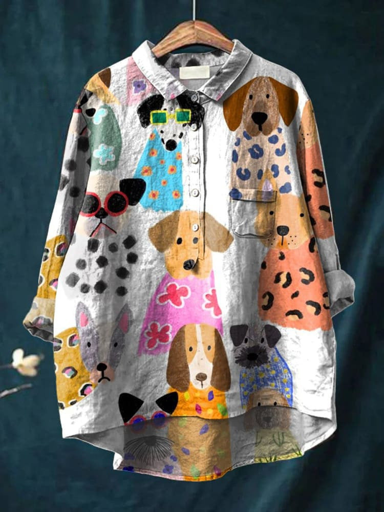 New Leisure Vacation Animal Print Hawaiian Long Sleeved Shirt