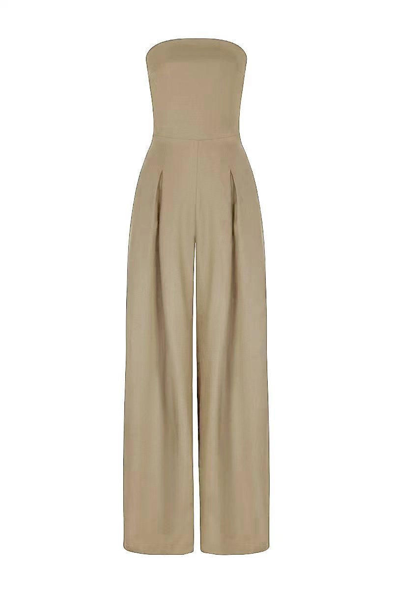 Loose Tube-top Jumpsuit Ins Fashion Backless Wide Leg Long Pants Overalls Women&