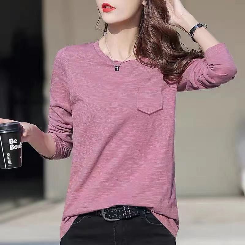 Loose Pure Color Slub Cotton Long Sleeve