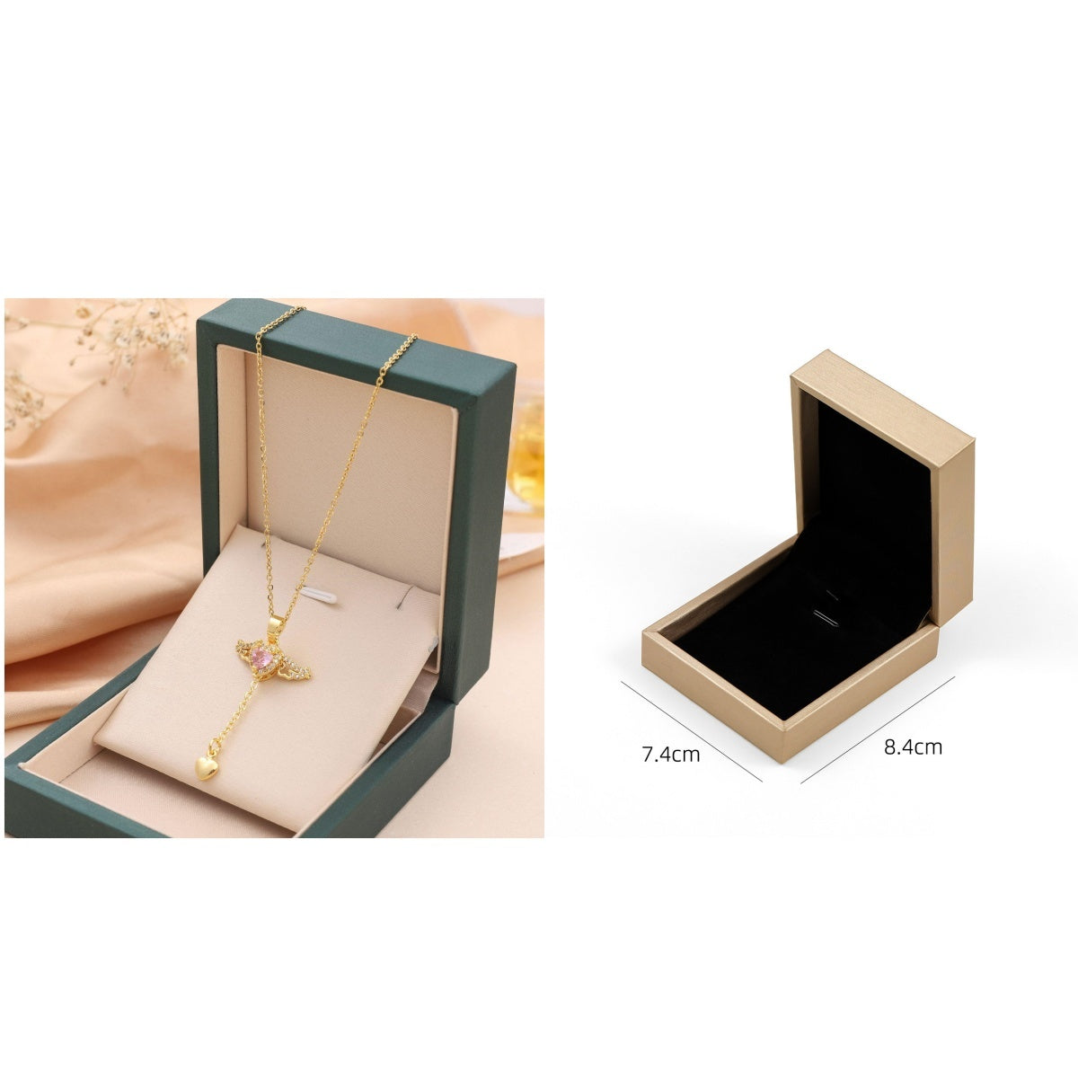 Moving Cupid Heart Angel Wings Tassel Necklace With Crystal Clavicle Chain Women Jewelry Gift Valentine&