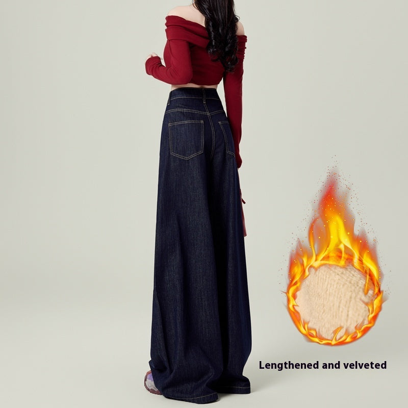 Retro Deep Blue Wide Leg Jeans