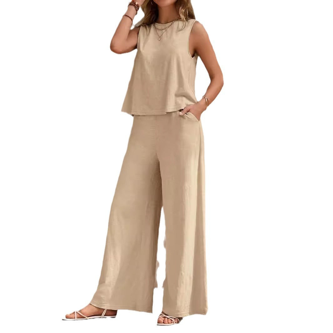 Solid Color Casual Loose Pants Sets For Women Elegant Spring Summer Women&