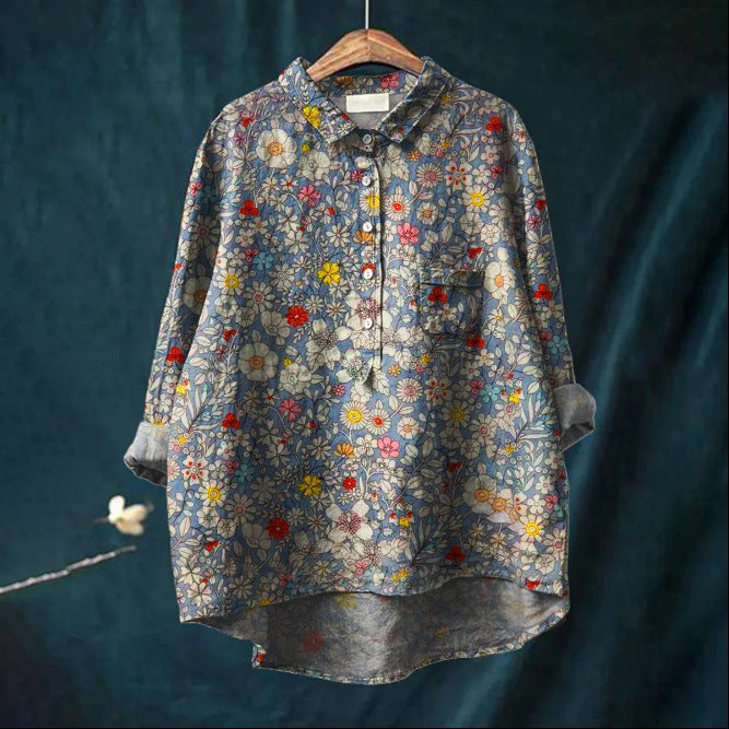 New Leisure Vacation Animal Print Hawaiian Long Sleeved Shirt