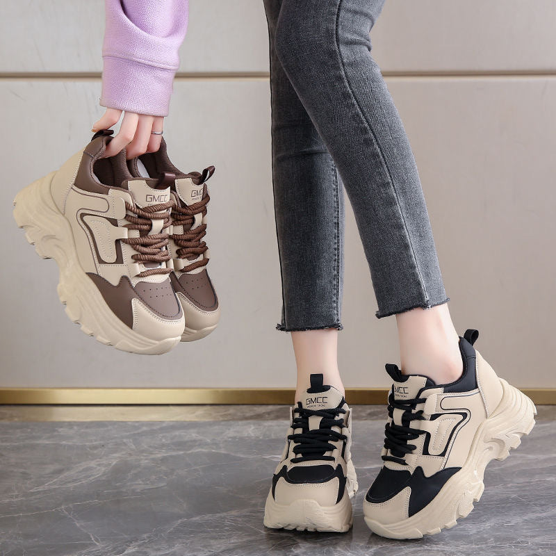 Spring And Autumn Thick Bottom Internet Hot Dad Shoes Women&