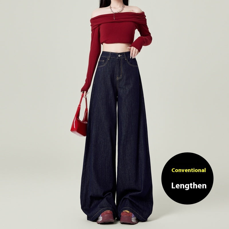 Retro Deep Blue Wide Leg Jeans