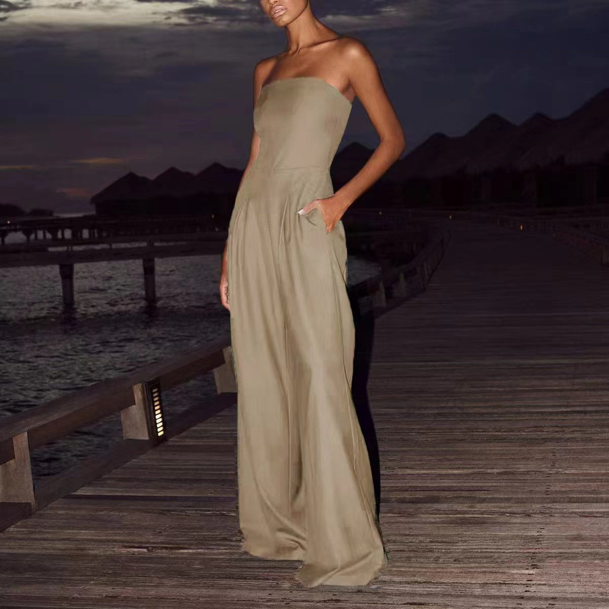 Loose Tube-top Jumpsuit Ins Fashion Backless Wide Leg Long Pants Overalls Women&