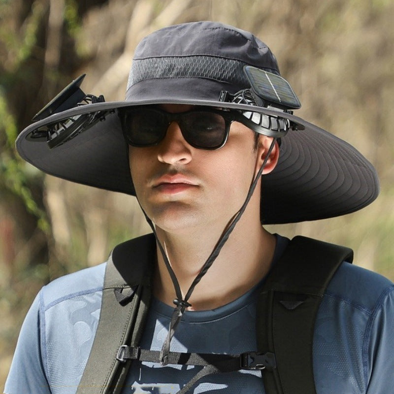 Twin Fan Solar Rechargeable Electric Fan Sun-shade Sun Protection Hat