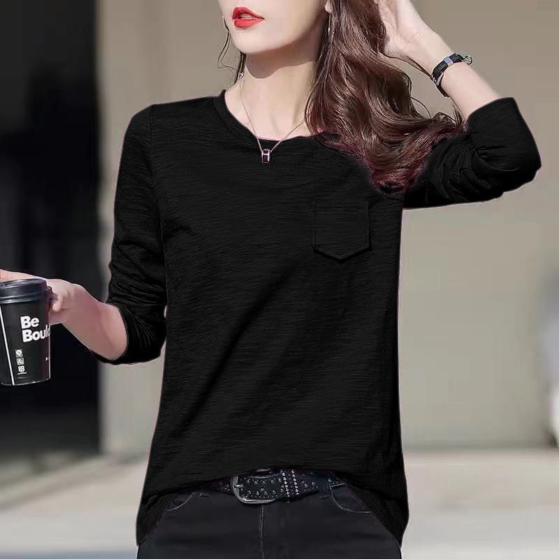 Loose Pure Color Slub Cotton Long Sleeve