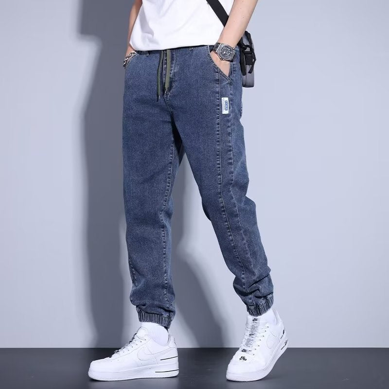 Youth Casual Harem Drawstring Elastic Elastic Beam Foot Type Men&