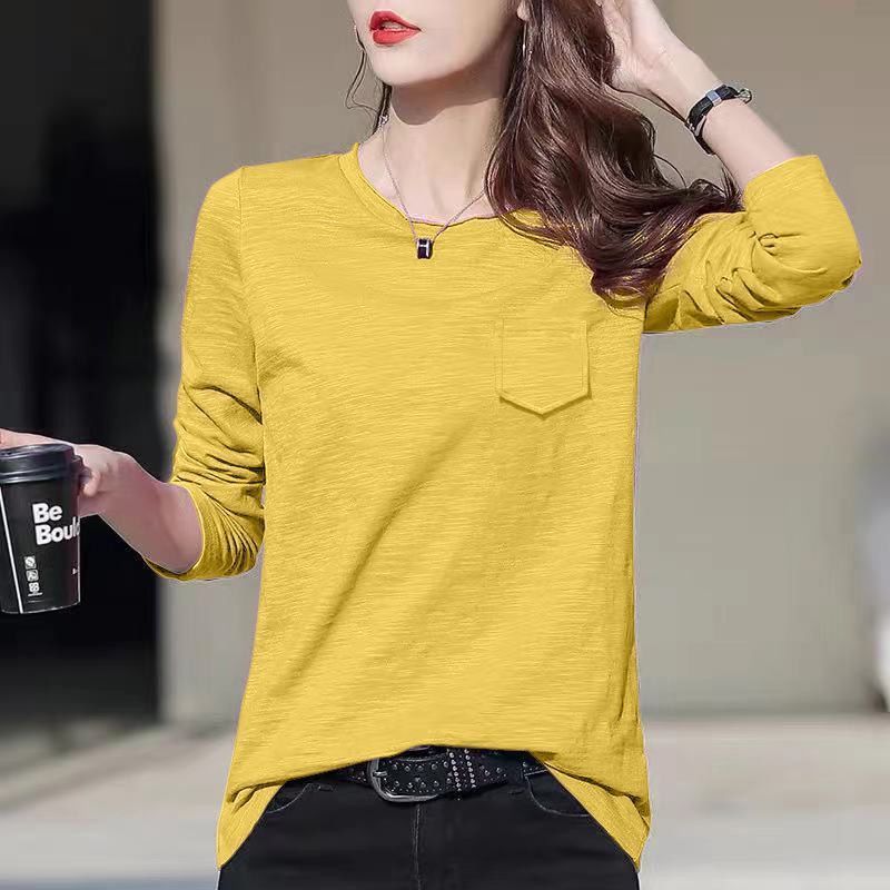 Loose Pure Color Slub Cotton Long Sleeve