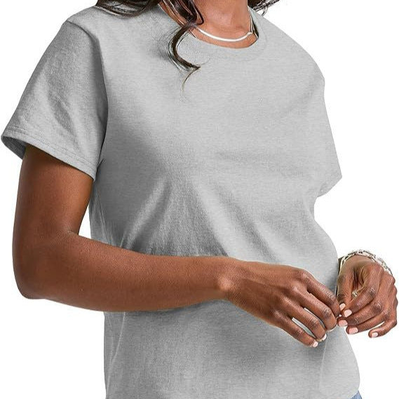 Loose Solid Color Short Sleeve Women&