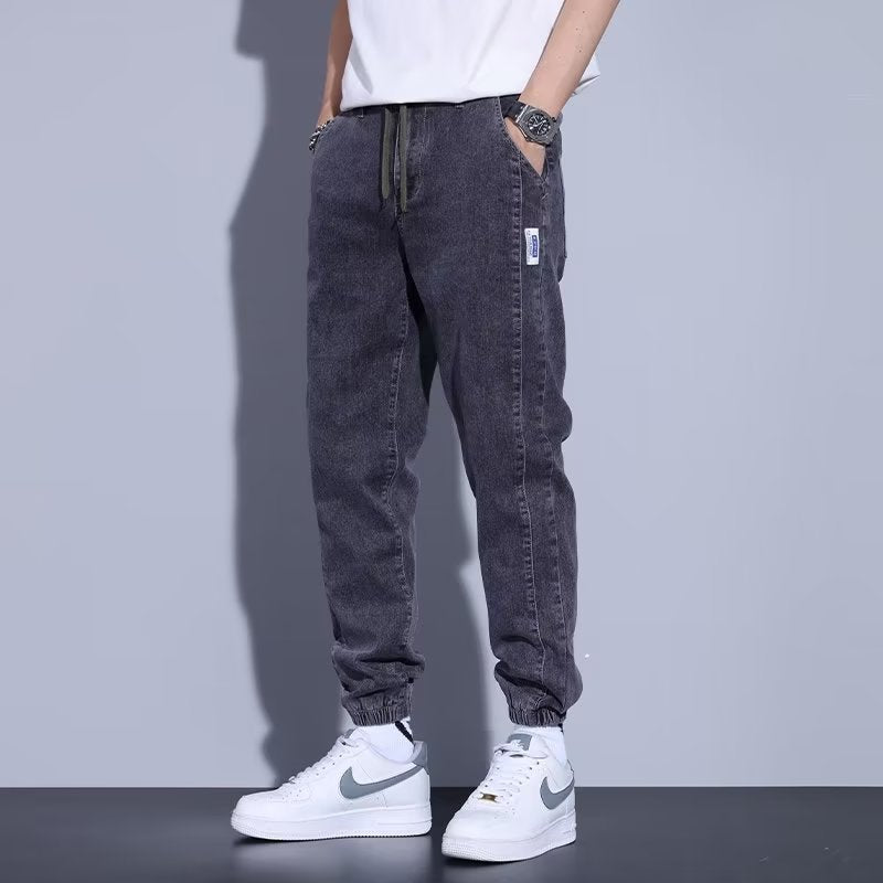 Youth Casual Harem Drawstring Elastic Elastic Beam Foot Type Men&