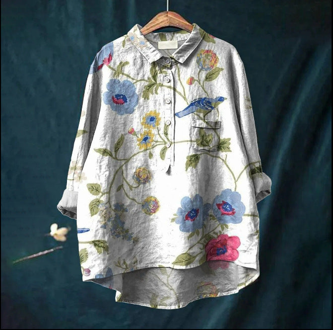 New Leisure Vacation Animal Print Hawaiian Long Sleeved Shirt