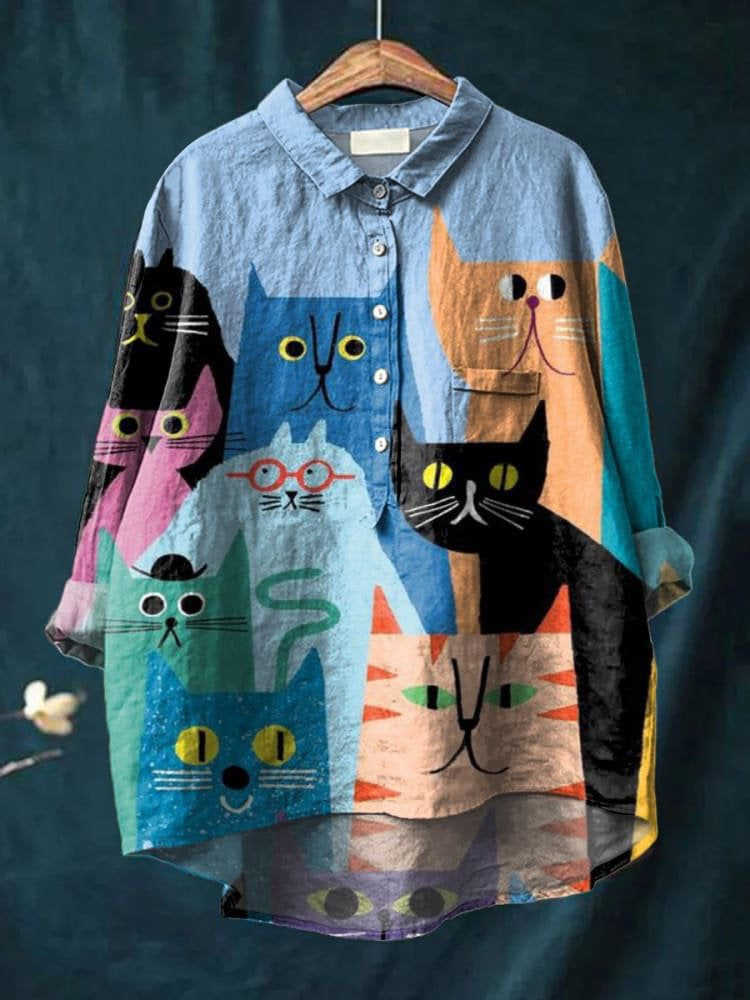 New Leisure Vacation Animal Print Hawaiian Long Sleeved Shirt