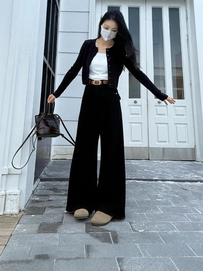 Retro Wide-leg Jeans For Women High Waist Loose Fashionable All-match Slim Pants