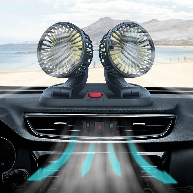 Creative Car Rotatable F410 Double Head Folding Fan