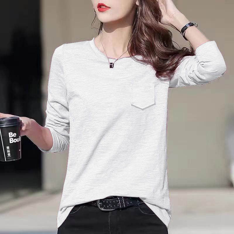 Loose Pure Color Slub Cotton Long Sleeve