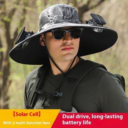 Twin Fan Solar Rechargeable Electric Fan Sun-shade Sun Protection Hat