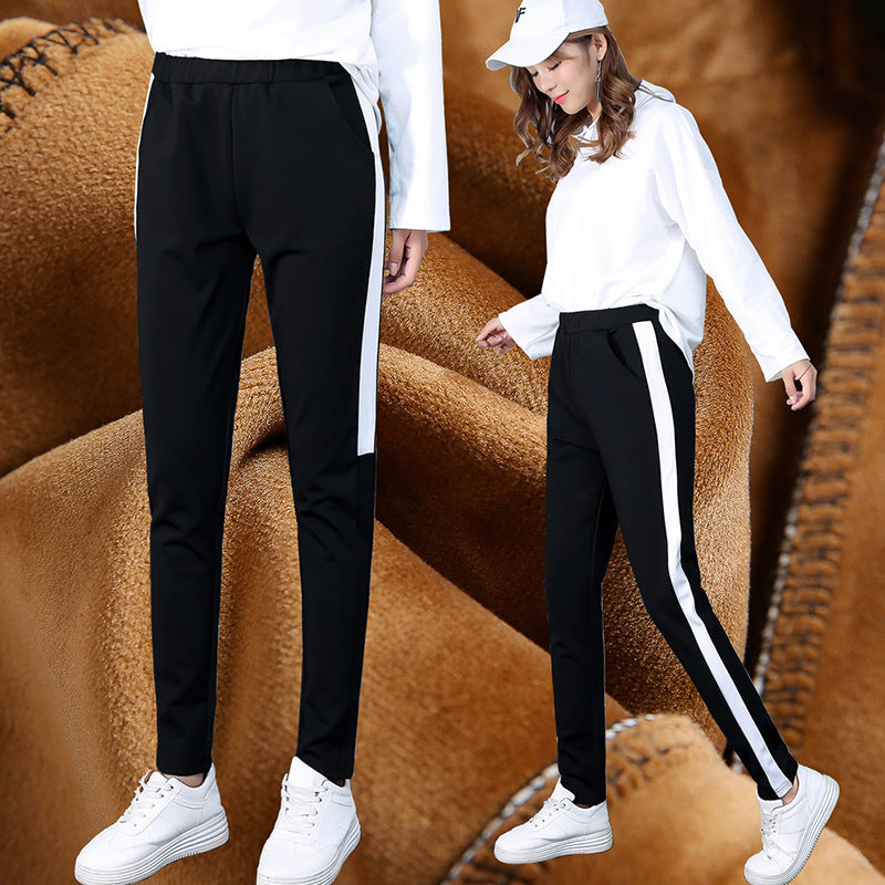 autumn and winter new style, cashmere and thick sports trousers, women&