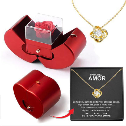 Fashion Jewelry Box Red Apple Christmas Gift Necklace Eternal Rose For Girl Mother&