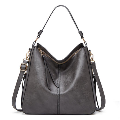 Hobos Zipper Bucket Bags With Adjustable Shoulder-strap Handbags Temperament High Capacity Messenger Shoulder Bag For Women