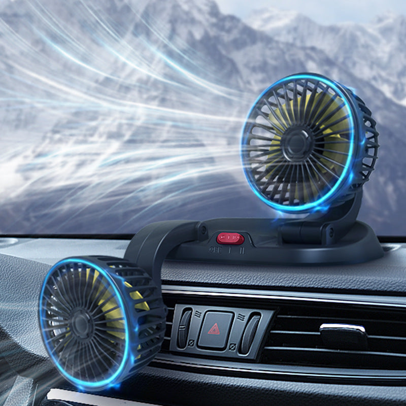 Creative Car Rotatable F410 Double Head Folding Fan
