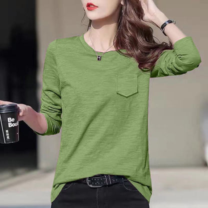 Loose Pure Color Slub Cotton Long Sleeve