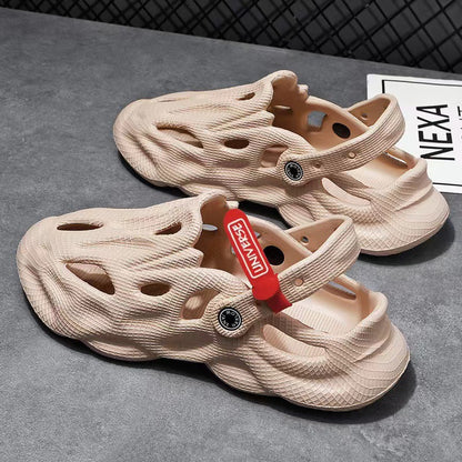 Coconut Slippers Couple Summer Dual-use Closed Toe Beach Hole Shoes