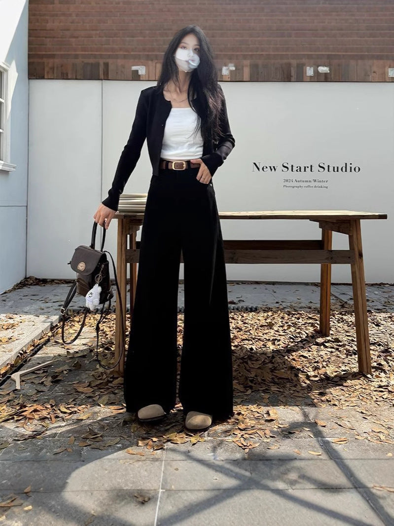 Retro Wide-leg Jeans For Women High Waist Loose Fashionable All-match Slim Pants