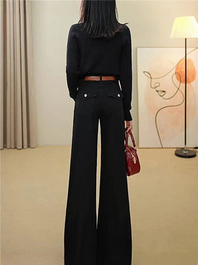 Retro Wide-leg Jeans For Women High Waist Loose Fashionable All-match Slim Pants