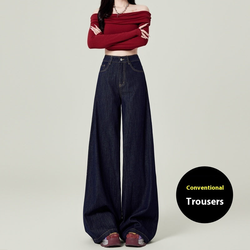 Retro Deep Blue Wide Leg Jeans